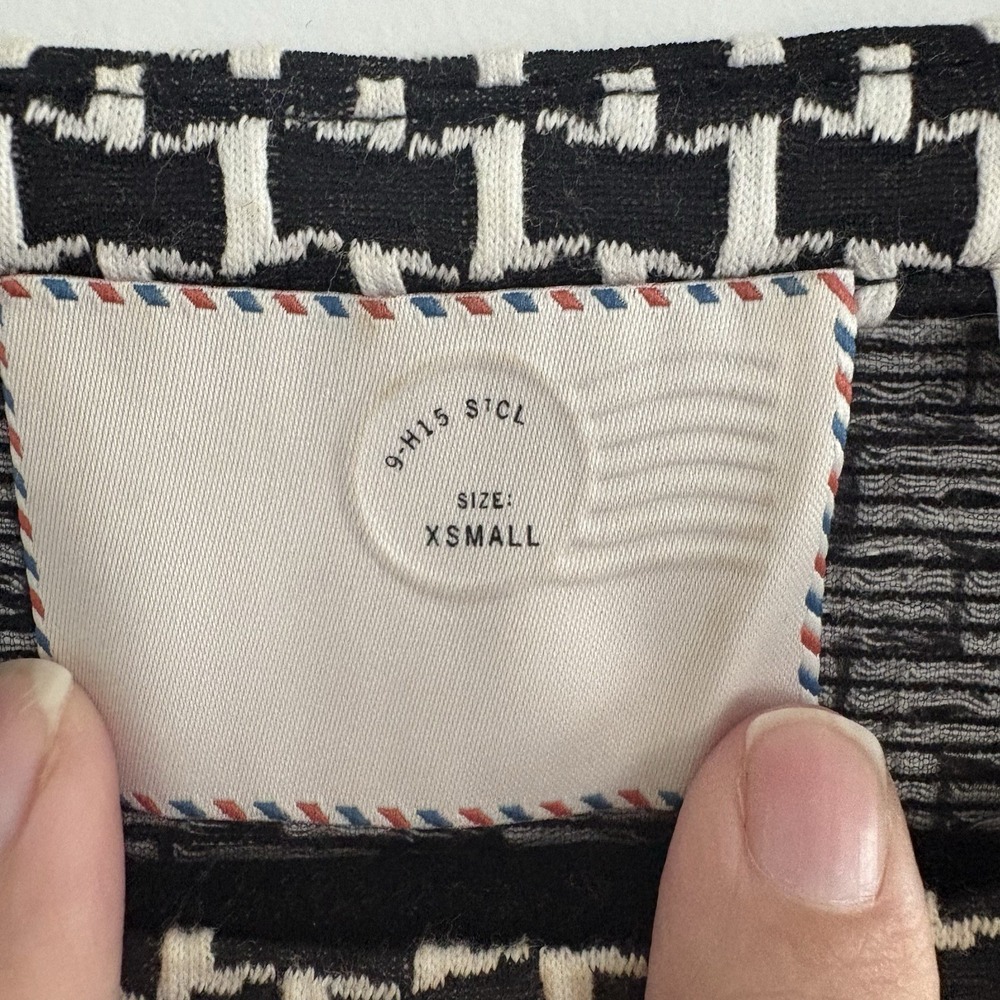 ANTHROPOLOGIE Postage Stamp 9-H15 Black White Dress/Tunic -Women's Xs - Picture 4 of 6